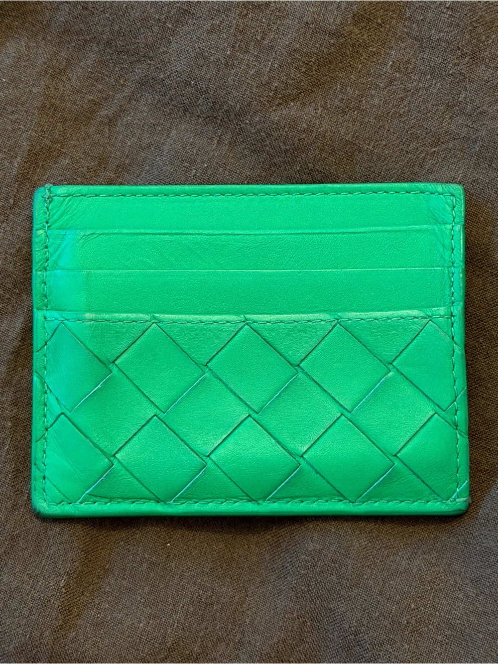 Bottega Veneta Intreccaito Card Holder in Parakeet Green